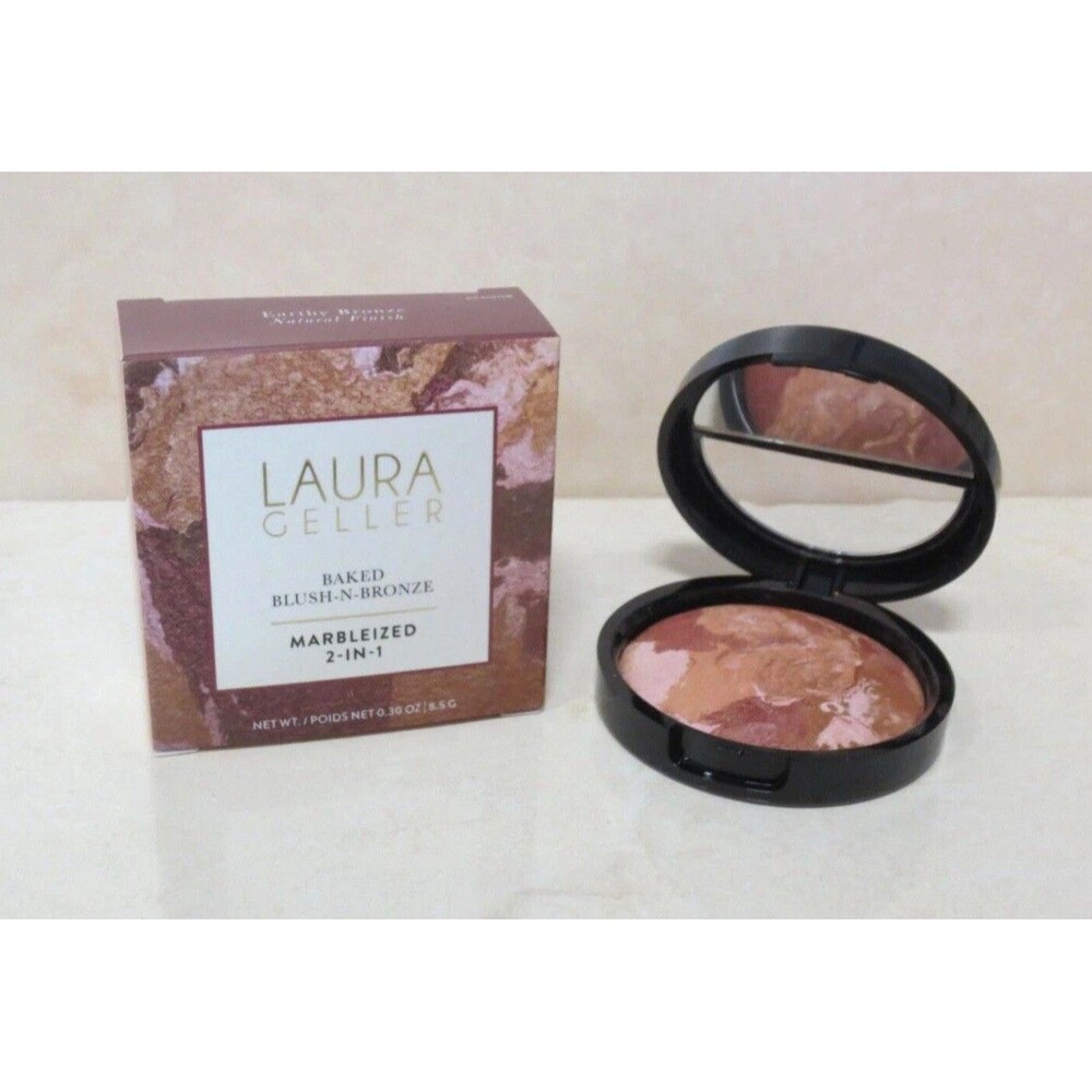 LAURA GELLER BAKED BLUSH-N-BRONZE MARBLEIZED 2-IN-1 EARTHY BRONZE 0.3 OZ NEW